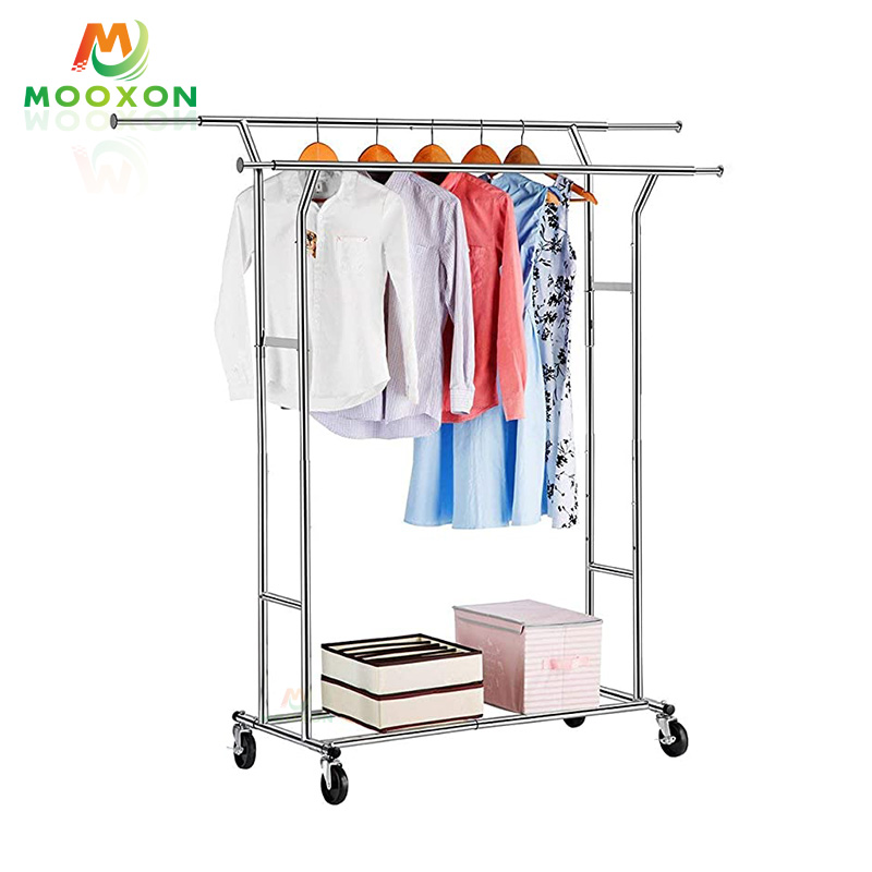 Metal Adjustable Display Case Clothes Display Shelf Hanging Clothes Rack 