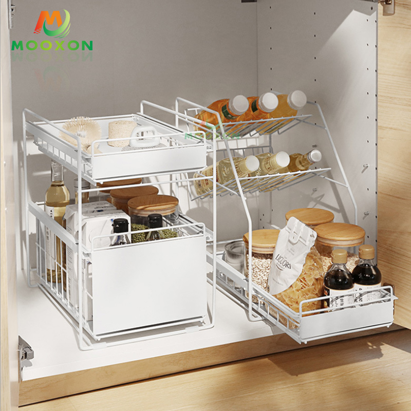 Home Organizer Storage Basket Drawer Stretch Cabinet Expandable Under The Sink Rack 