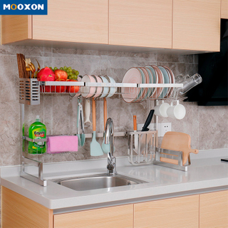 2 Tier 304 Stainless Steel 85cm Utensil Kitchen Organizer Drainer Sink Dish Rack