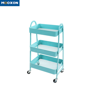 Kitchen 3 Tier Multifunctional Metal Vegetable Storage Rolling Mesh Trolley Holder