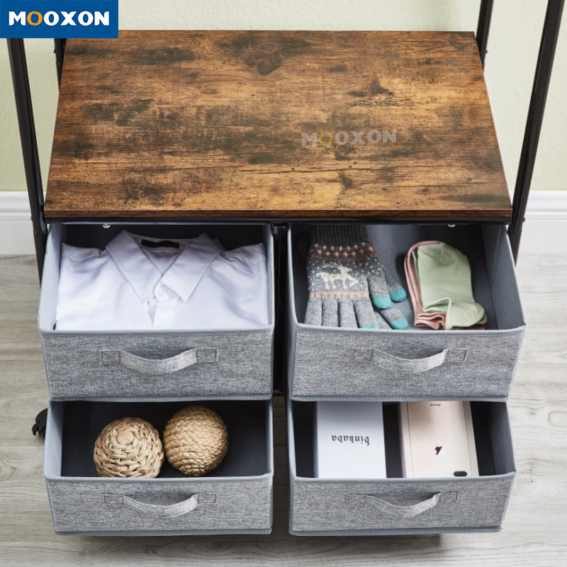 Metal Frame Bedroom Furniture Freestanding White Clothes Coat Hanging Shelf Wardrobe Closet