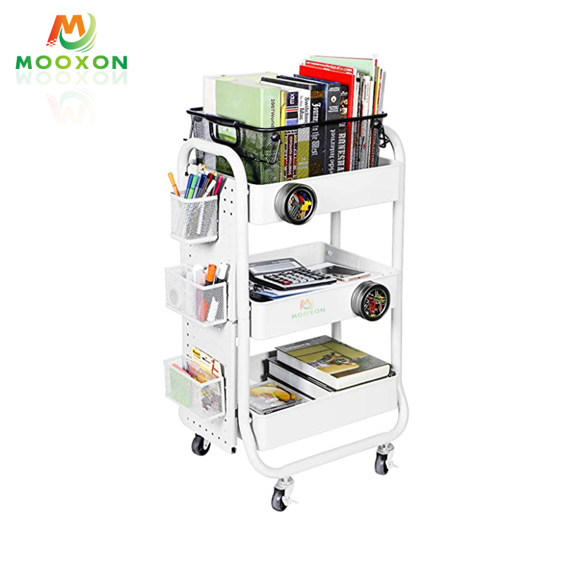Nordic Design Convenient Omnidirectional Storage Holder Movable Rack Trolley Cart 