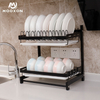 2/3 Tiers Plate Bowl Drainer Rack Metal Drying Storage Shelf Kitchen Dish Organizer