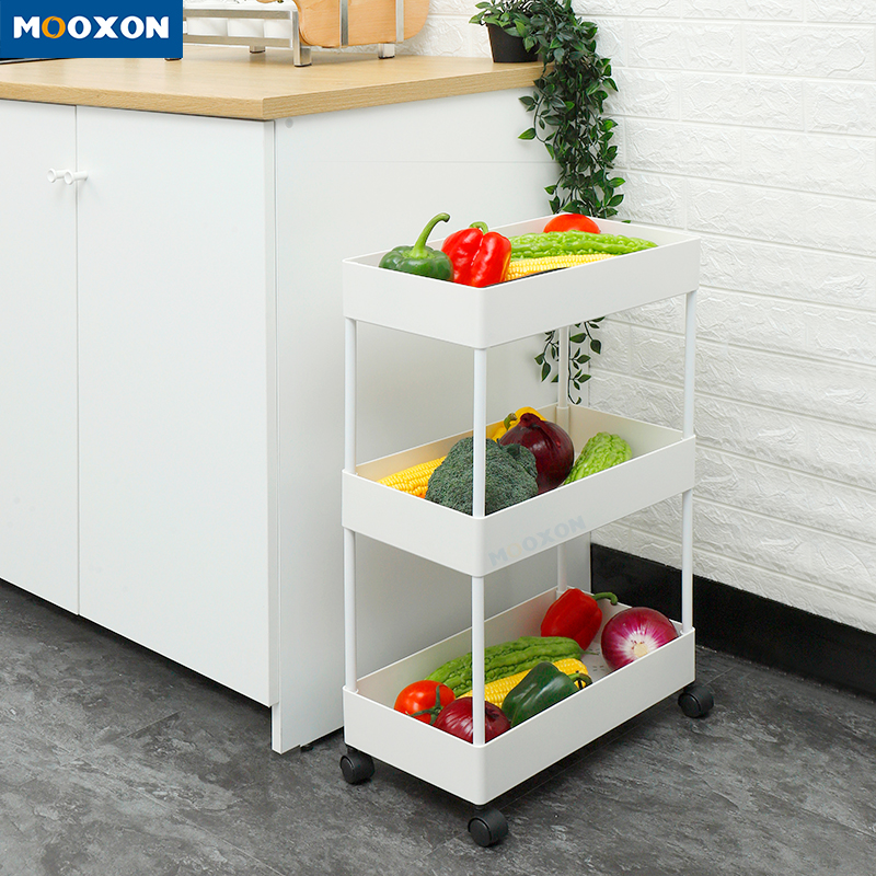 3 Tier Movable Home Kitchen Organizer Shelf Storage Rack RollingTrolley Cart