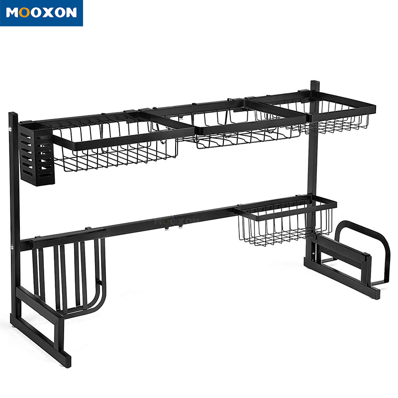 Foldable Plate Dryer Dish Drainer Adjustable Drying Retractable Dishes Rack