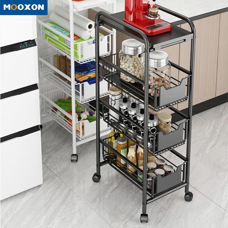 Kitchen Rack Shelving Rolling Cart Vegetable Fruit Storage Bathroom Trolley 