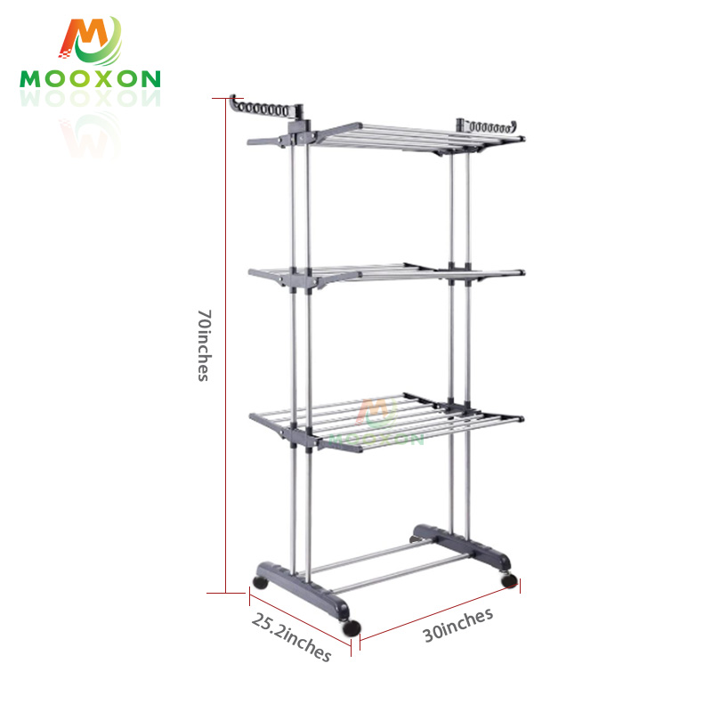 Hot Sale 3 Tiered Foldable Multipurpose Hanging Cloth Rack Drying Clothes Rack 