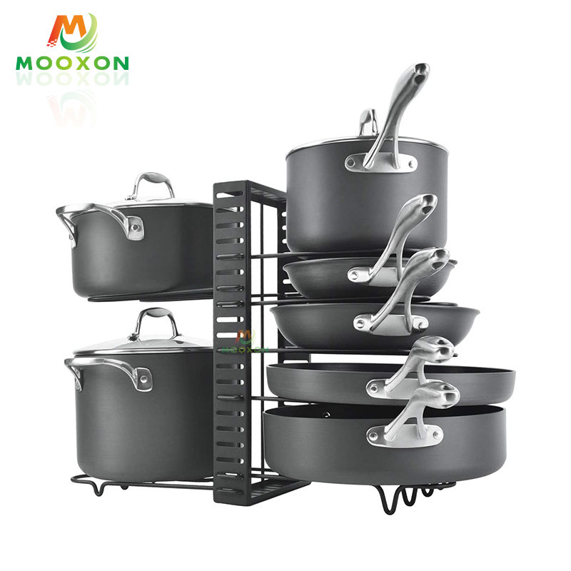 High Quality Adjustable Pot Organizer Kitchen Storage Holder Standing Type Pan Rack 