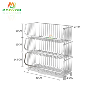  Kitchen Utility Shelf Fruit Storage Organizer Stackable Vegetable Rack Storage Basket
