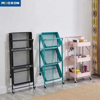  3 Tier Bathroom Stand FoldableTrolley Rolling Storage Organizer Rack 