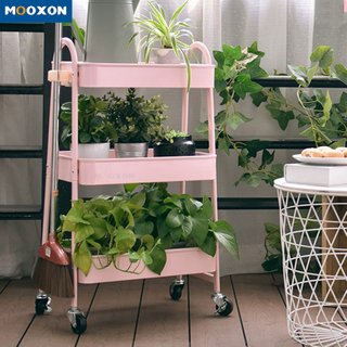 Utility Rolling Fruit Storage Baskets Metal Trolley With Four Wheel