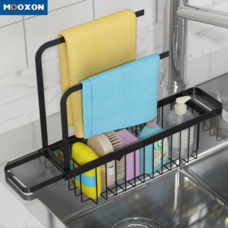 Stainless Pull-out Storage Sink Rack Drainage Basket Sponge Soap Holder Drain Racks 