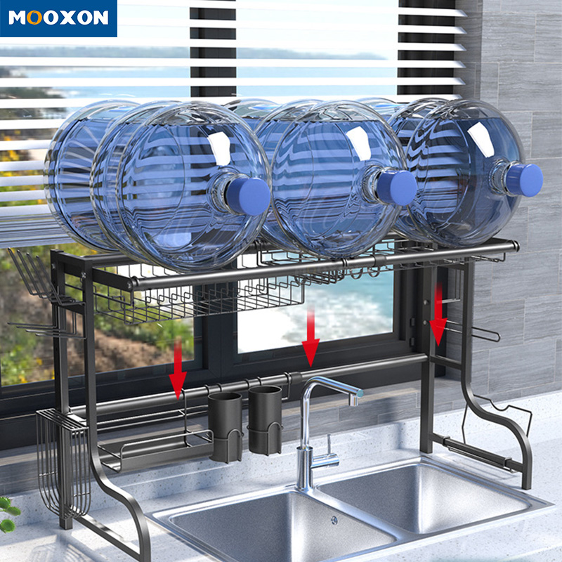 95cm Stainless Steel Over Sink Dish Rack Drainer Plate Drying Kitchen Utensil Holder 