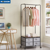 Metal Frame Bedroom Furniture Freestanding White Clothes Coat Hanging Shelf Wardrobe Closet