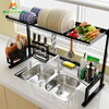 2020 Stainless Steel 2 Tier 85cm Dish Rack Over Sink Shelf Bowl Organizer Cutlery Holder 