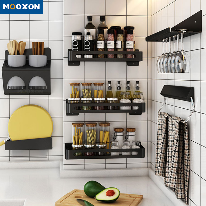 Punch-Free Multifunctional Kitchen Shelves Dish Storage Rack Wall Mounted 