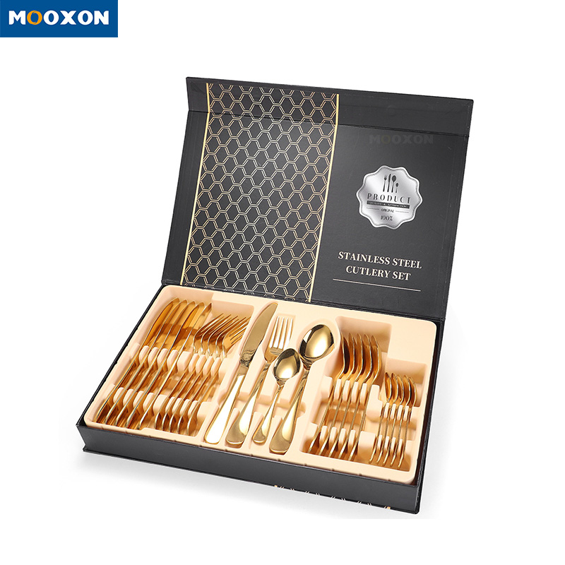 24-piece Stainless Steel Flatware Sets Matte Gold Spoon Fork Knife Cutlery Set